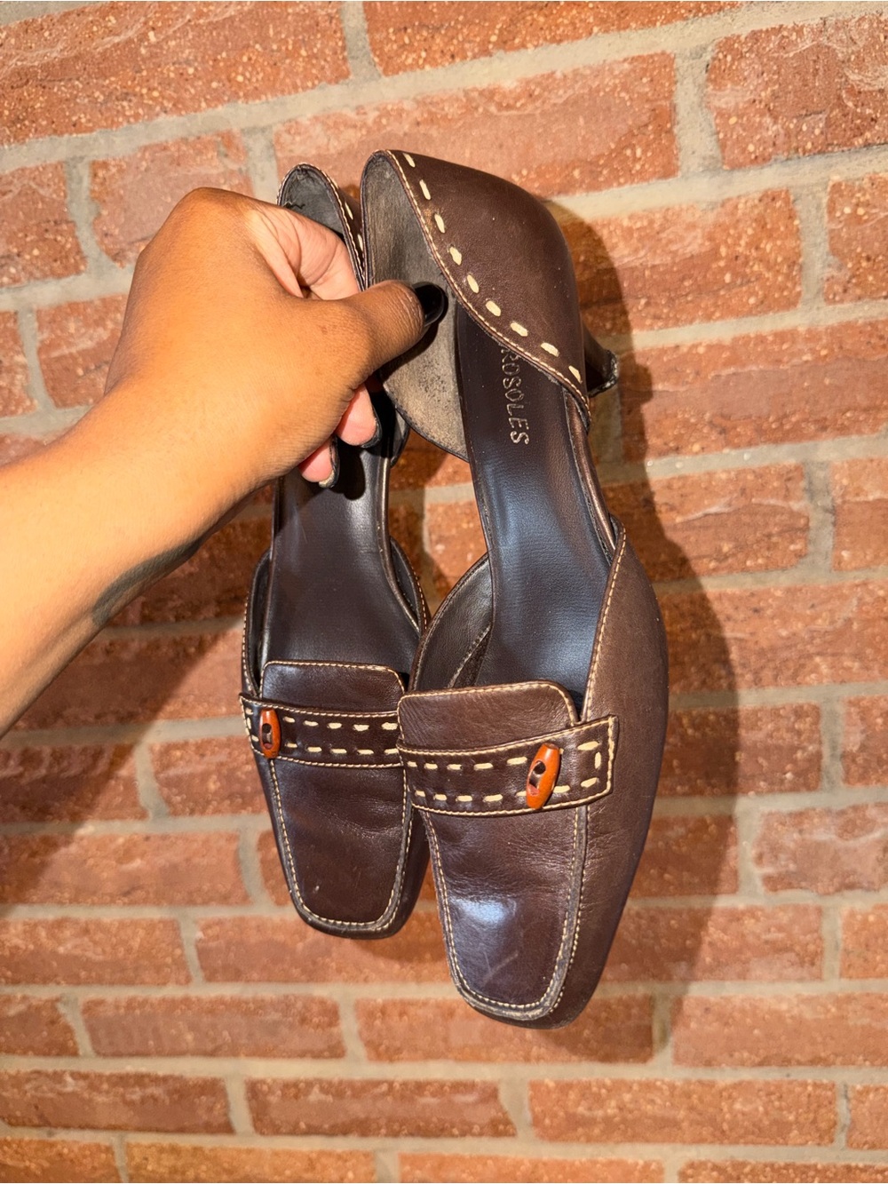 Women’s Brown Leather Loafers with Contrast Stitching
